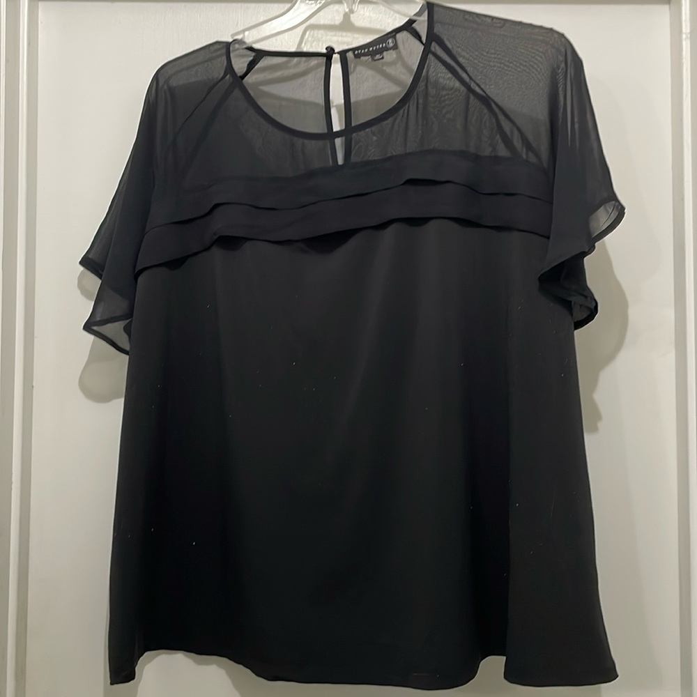 Ryan Wythe size 3X blouse. Black in color